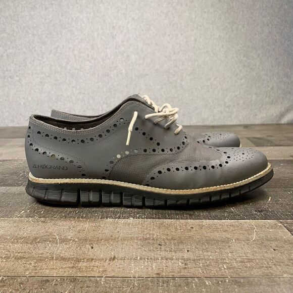 Cole Haan Zerogrand Men’s Size 9.5 Athletic Wingtip Oxford Shoes Grey Leather - Picture 1 of 10